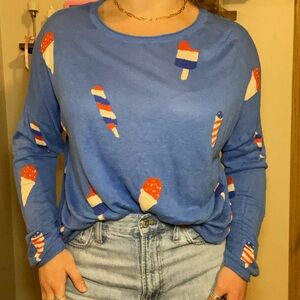 LOFT Blue Popsicle Print Long Sleeve Top